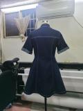 Women Short Sleeve Casual Denim Dress