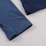 Women American Casual Color Block Raglan Sleeve Round Neck T-shirt & Bell Bottom Pants Two Piece Set