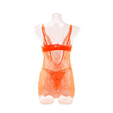 Women Sexy Lace Cami Floral See-Through Mesh Lingerie Two Piece Set