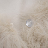Women Autumn Winter Furry Collar Patchwork Furry Long Sleeve T-shirt Top