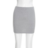 Women Autumn Winter Draped Collar Long Sleeve Top & Skirt Two Piece Set