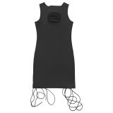 Women Sexy Hollow Out Lace-Up Sleeveless Bodycon Dress