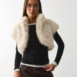 Women Fall Stand Collar Furry Sexy Top