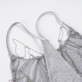 Women Sexy Backless Basic Casual Gray Cami Summer Top