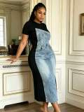Women Patchwork Denim Dress