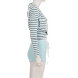 Women American Color Block Casual Stripe Slash Shoulder Top + Cami + Drawstring Shorts Three Piece Set