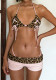 Women Holiday Leopard Halter Neck Lace-Up Bra & Shorts Bikini Two Piece Set for Beach