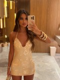 Women Summer Sequin Cami Mini Dress Sparkly Sexy Bodycon Dress