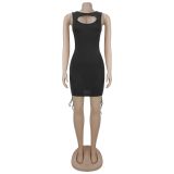 Women Sexy Hollow Out Lace-Up Sleeveless Bodycon Dress