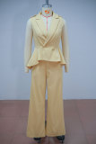 Women Summer V Neck Button Ruffle Solid Top & Wide Leg Pants Two Piece Set