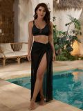 Women Three Piece Swimsuit with Mesh Skirt