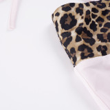 Women Holiday Leopard Halter Neck Lace-Up Bra & Shorts Bikini Two Piece Set for Beach