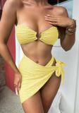 Women Strapless Skirt Bikini Three-Piece