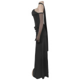 Women Strapless Elegant Cowl Neck Ruched Mermaid Dress