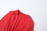 Women Summer Sexy V Neck Turndown Collar Ruched Bodycon Dress