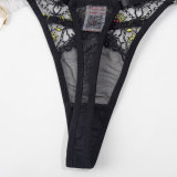 Women American Summer Embroidered Sexy V Neck Floral Boned Corset Lingerie