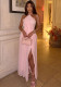 Women Summer Casual Holiday Halter Neck Tie Slit Dress