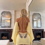 Women Off Shoulder Backless Sexy Batwing Sleeve Beach Bodycon Dress