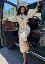 Women Fall Polka Dot Turndown Collar Shirt & Wide Leg Pants Two Piece Set Women Fall Polka Dot Turndown Collar Shirt & Wide Leg Pants Two Piece Set