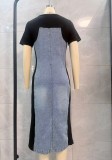 Women Patchwork Denim Dress