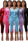 Women Velvet Color Block White Stripe Turndown Collar Zipper Top & Capri Pants Two Piece Set