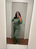 Women’s Fashion Colorblock Striped Wide Leg Pants Two-Piece Set