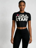 Women’s Summer Round Neck Printed Slim Fit Tight Fitting Short Sleeve Crop T-Shirt