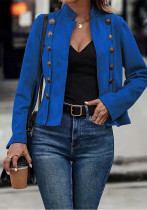 Women’s Autumn Solid Color Double-Breasted Long Sleeve Embellished Jacket Women’s Autumn Solid Color Double-Breasted Long Sleeve Embellished Jacket