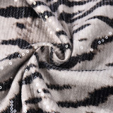 Women’s Sexy Zebra Print Colorblock Sequin Strapless Bodycon Dress