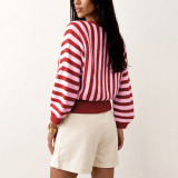 Women’s Autumn Winter Striped Long Sleeve Knitted Pullover Sweater
