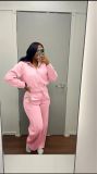 Women’s Fashion Colorblock Striped Wide Leg Pants Two-Piece Set