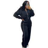 Women’s Fashion Colorblock Striped Wide Leg Pants Two-Piece Set
