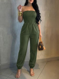 Women’s Strapless Ruched Slim Waist Jumpsuit