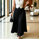 Women’s Plus Size African High Waist Elastic Pleated Flowing Maxi Skirt