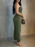 Women’s Strapless Ruched Slim Waist Jumpsuit