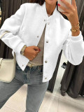 Women’s Autumn Winter Ribbed Collar and Single-Breasted Button Baseball Bomber Jacket