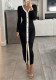 Women’s Chic Long Sleeve V-Neck Patchwork Colorblock Knitted Slim Fit Bodycon Midi Dress