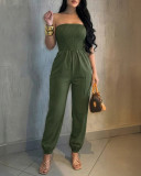 Women’s Strapless Ruched Slim Waist Jumpsuit