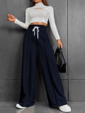 Women’s Autumn Winter Casual High Waist Drawstring Wide Leg Sweatpants