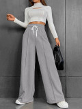 Women’s Autumn Winter Casual High Waist Drawstring Wide Leg Sweatpants