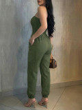 Women’s Strapless Ruched Slim Waist Jumpsuit