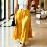 Women’s Plus Size African High Waist Elastic Pleated Flowing Maxi Skirt