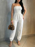 Women’s Strapless Ruched Slim Waist Jumpsuit