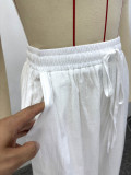 Women’s Plus Size African Casual Loose Three-Quarter Sleeve Turndown Collar Button-Up White Shirt and Pants Two-Piece Set
