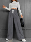 Women’s Autumn Winter Casual High Waist Drawstring Wide Leg Sweatpants