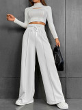 Women’s Autumn Winter Casual High Waist Drawstring Wide Leg Sweatpants