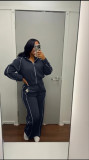 Women’s Fashion Colorblock Striped Wide Leg Pants Two-Piece Set