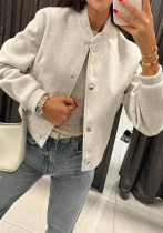 Women’s Autumn Winter Ribbed Collar and Single-Breasted Button Baseball Bomber Jacket Women’s Autumn Winter Ribbed Collar and Single-Breasted Button Baseball Bomber Jacket