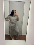 Women’s Fashion Colorblock Striped Wide Leg Pants Two-Piece Set