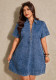 Women’s Casual V-Neck Short Sleeve Denim Dress
